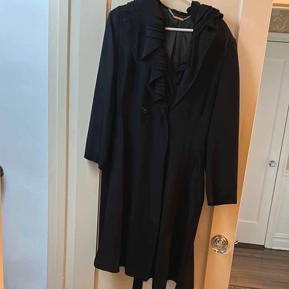 Elie Tahari Blue Ruffled Coat